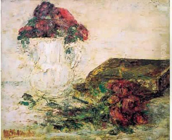 Nature Morte Aux Roses Oil Painting by Vladimir De Terlikowski