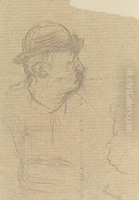 Profils D'homme Et De Femme Oil Painting by Henri De Toulouse-Lautrec