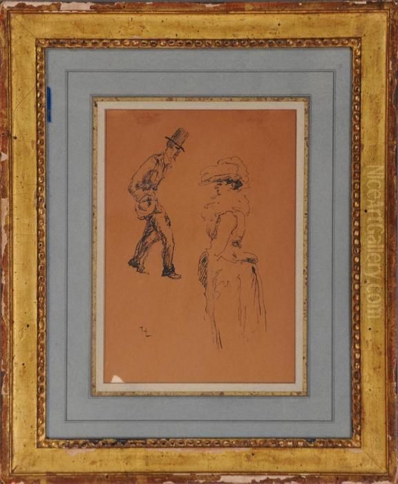 Dancing At The Moulin Rouge Oil Painting by Henri De Toulouse-Lautrec