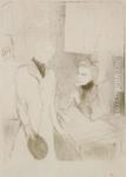 Brandes Et Le Bargy, 
Dans Cabotins Oil Painting by Henri De Toulouse-Lautrec