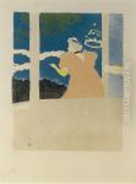 Aux Ambassadeurs - Chanteuse Au Cafe-concert Oil Painting by Henri De Toulouse-Lautrec