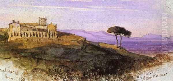 A View in the Roman Compagna Oil Painting by Edward Lear