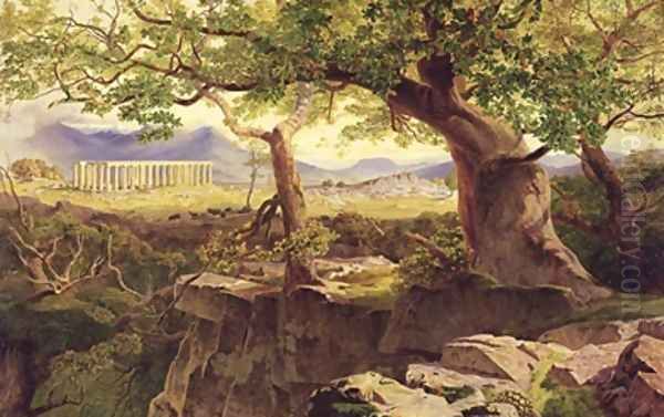 The Temple of Apollo Bassae Oil Painting by Edward Lear