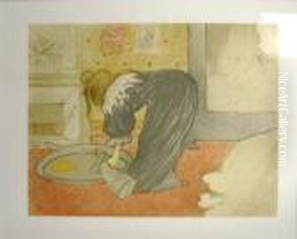 After Henri De Toulouse-lautrec ,
 'lavage', Lithograph, Published Posthumously, 22cm X 28cm, Framed Oil Painting by Henri De Toulouse-Lautrec
