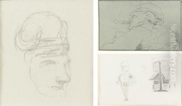 Property From The Estate Of A Gentleman
 

 
 
 

 
 Personnage Et Persienne/tete, A Double-sided Drawing And Hippolyte, Imprimeur Chez Malfey: Two Drawings Oil Painting by Henri De Toulouse-Lautrec