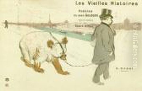 Lithograph In An Edition Of 100,
 Red Lautrec Monogram Stamp In Lower Left Corner. Olive Green Drawing 
With Grey, Curry Brown, Mauve And Turquoise. Chalk, China Ink Brushed 
And Spattered. This Lithograph Was The Cover Page For A Song Collection,
 Pu Oil Painting by Henri De Toulouse-Lautrec