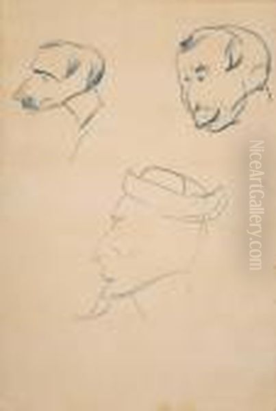 Etude Des Tetes: Paul Seseau Et Felix Fenelon Oil Painting by Henri De Toulouse-Lautrec