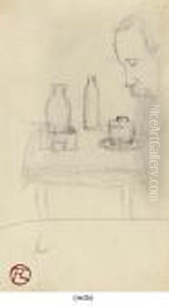 Table (recto); Deux Femmes (verso) Oil Painting by Henri De Toulouse-Lautrec