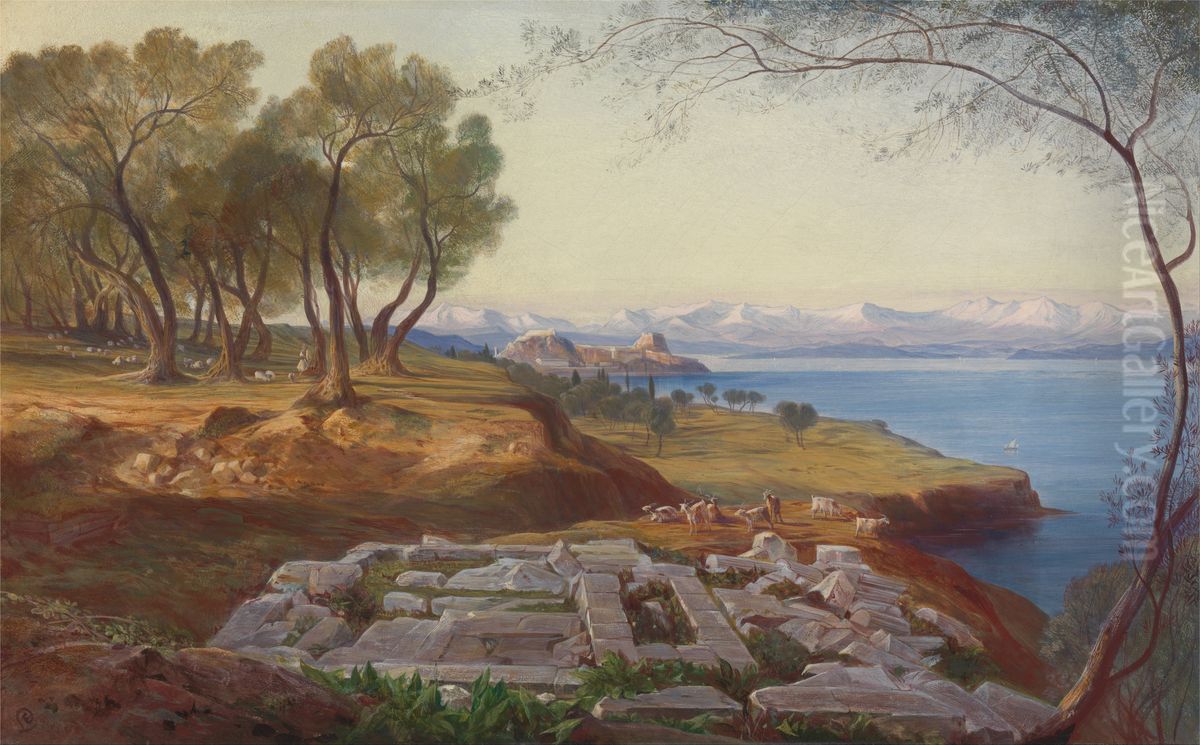 Corfu from Ascension Oil Painting by Edward Lear