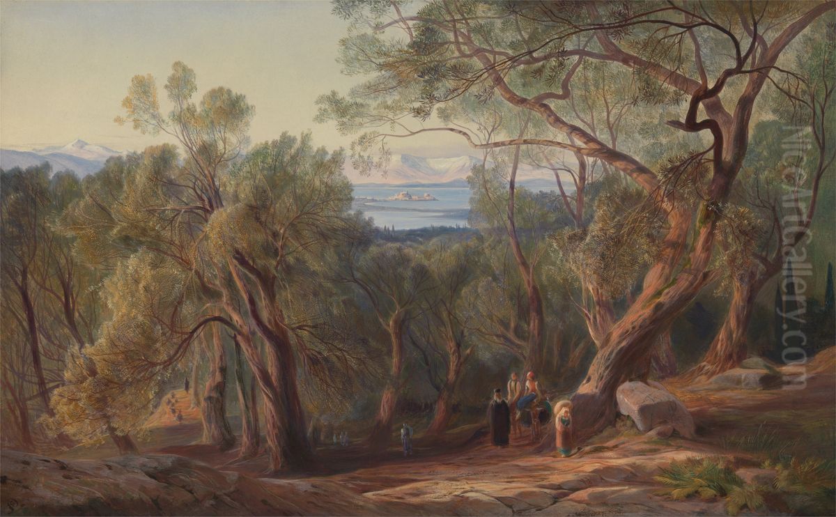 Corfu from Santa Decca Oil Painting by Edward Lear