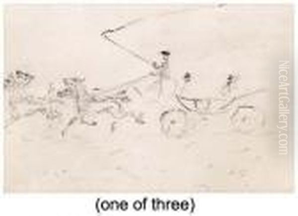 Chevaux Et Cavaliers Oil Painting by Henri De Toulouse-Lautrec