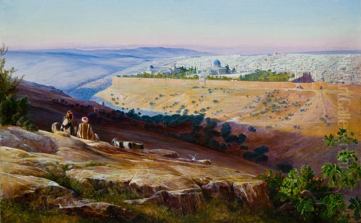 Jerusalem from the Mount of Olives Oil Painting by Edward Lear