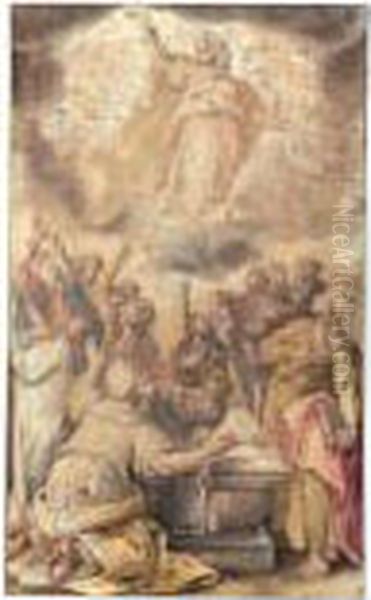 The Assumption Of The Virgin Oil Painting by Maarten de Vos