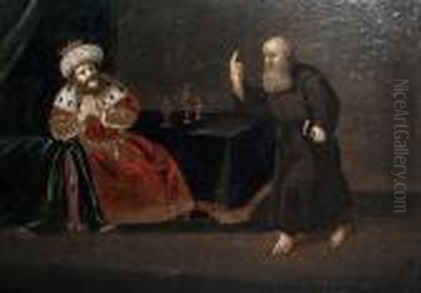 A Franciscan Monk Preaching To A King Oil Painting by Jacob Willemsz de Wet the Elder