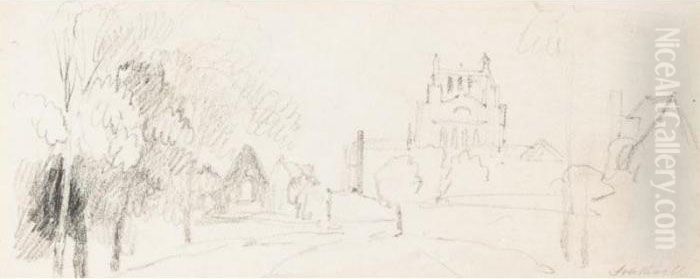 Southwell Minster From The East Oil Painting by Peter de Wint