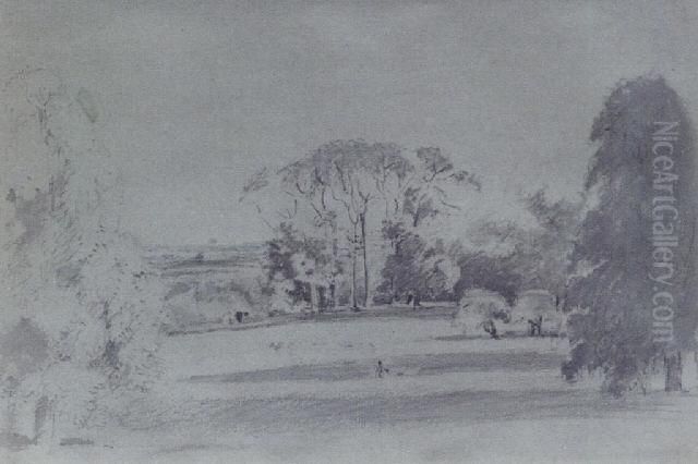 View In Ashtead Park Oil Painting by Peter de Wint