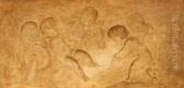 Putti Fishing Oil Painting by Jacob de Wit