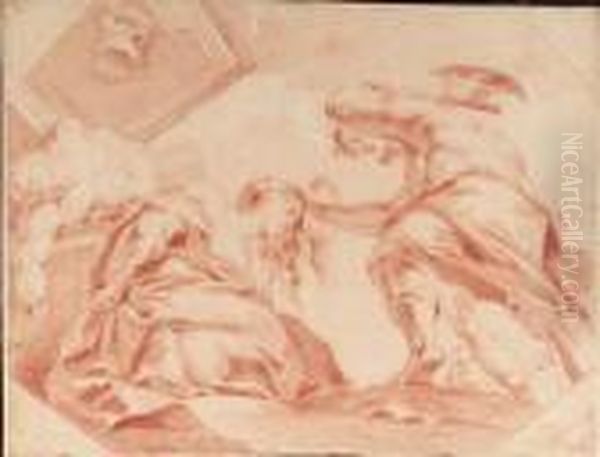 Saint Ambrose With Putti; Saint 
John Chrysostom Ordering Thedestruction Of The Statue Of The Empress 
Eudocia; And The Martyrdomof Saint Eugenia, After Sir Peter Paul Rubens Oil Painting by Jacob de Wit