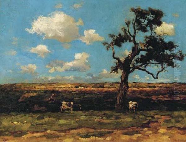 Cows In A Summer Meadow Oil Painting by Willem de Zwart