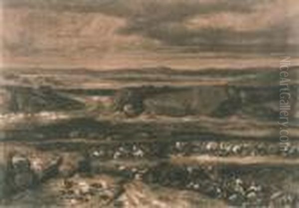 Defaite Des Cimbres Oil Painting by Alexandre Gabriel Decamps