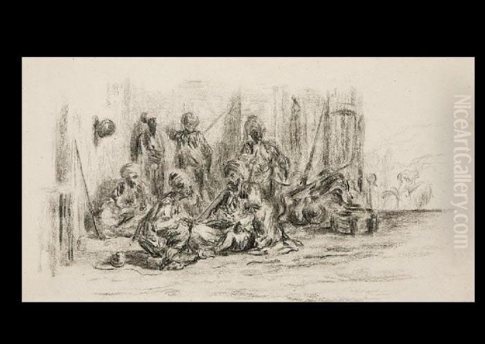 Guerriers Arabe Au Repos Oil Painting by Alexandre Gabriel Decamps