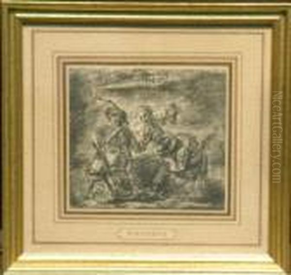 Tavern Interior Oil Painting by Alexandre Gabriel Decamps