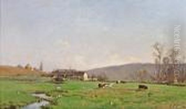 Paturage En Normandie Oil Painting by Alexandre Defaux