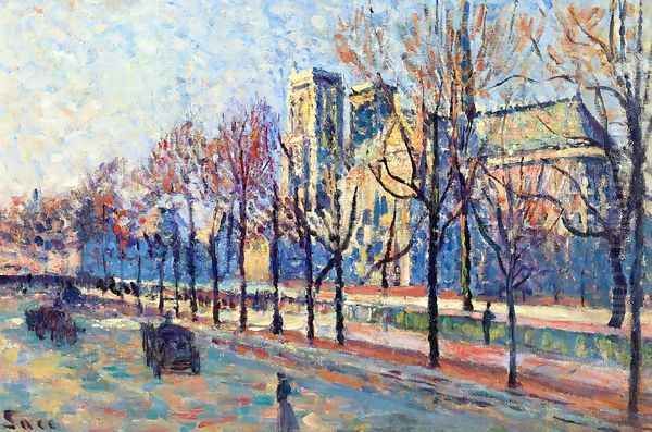 Notre-Dame, View from the Quay Montebello Oil Painting by Maximilien Luce