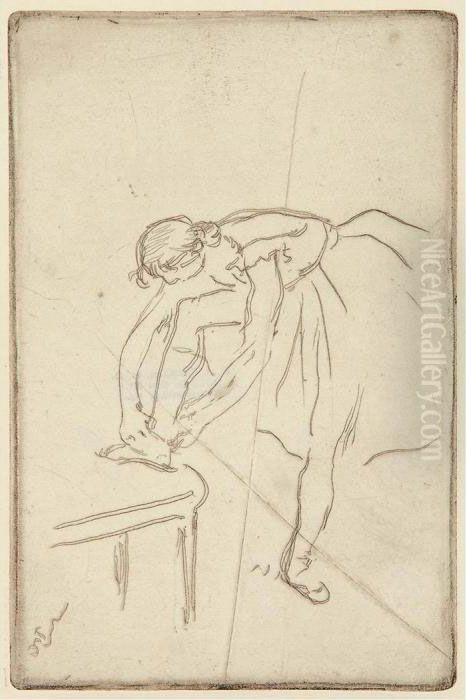 Danseuse Mettant Son Chausson Oil Painting by Edgar Degas