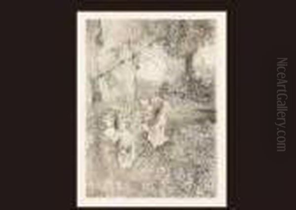 Danseuses Dans La Coulisse Oil Painting by Edgar Degas