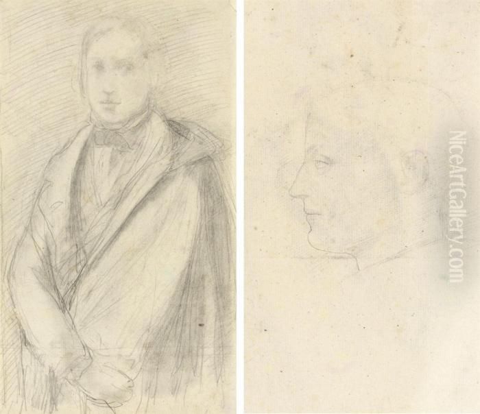 Autoportrait Tourne Vers La 
Gauche (recto); Tete D'homme D'apres Un Maitre Italien (verso) Oil Painting by Edgar Degas