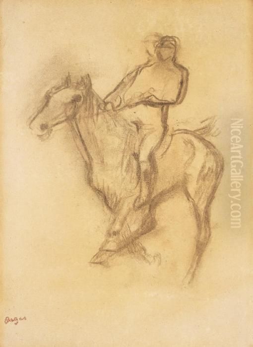 Cavalier
 Avec Le Cachet De L'atelier 'degas' (en Bas A Gauche; Lugt 658) Oil Painting by Edgar Degas