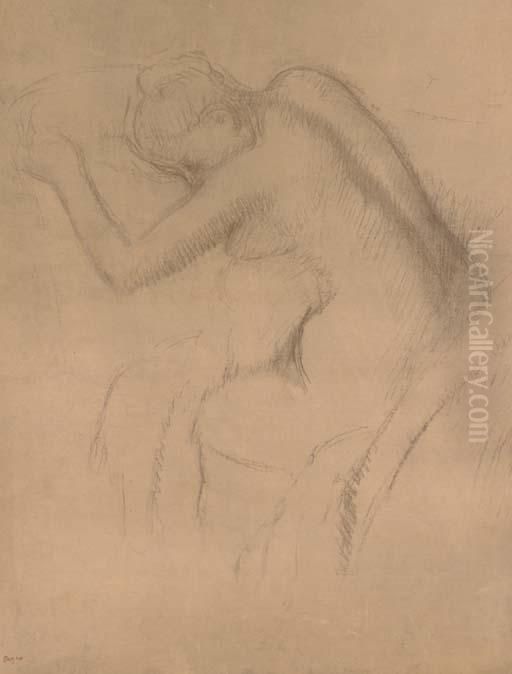 Femme Nue Assise Oil Painting by Edgar Degas