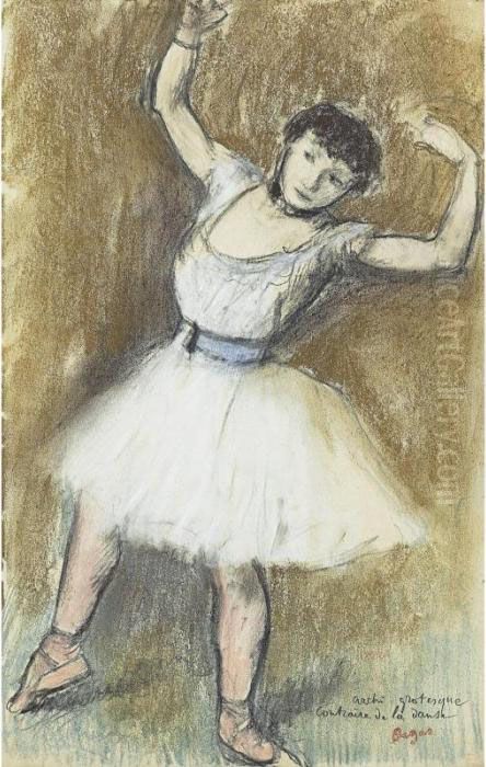 Danseuse, Les Bras Leves Oil Painting by Edgar Degas