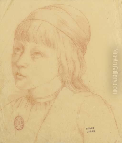 Tete D'enfant, D'apres Un Maitre Italien Du Xveme Siecle Oil Painting by Edgar Degas