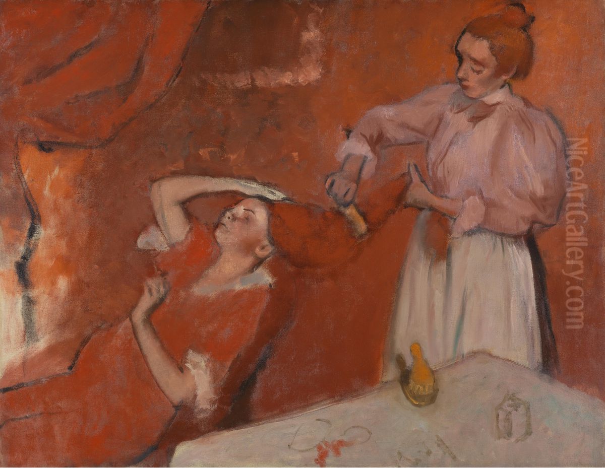 La Coiffure Oil Painting by Edgar Degas