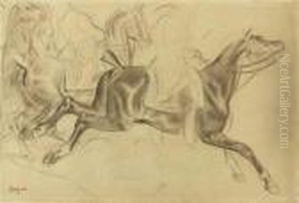 Cavaliers En Habit; Etude 
D'apres Carle Vernet's La Chasse Au Cerf, Le Jour De Saint-hubert Oil Painting by Edgar Degas