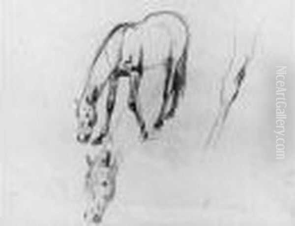 Etude De Chevaux Dessin 
Recto-verso Au Crayon Noir Porte Le Timbre De L'atelier En Bas A Droite Oil Painting by Edgar Degas