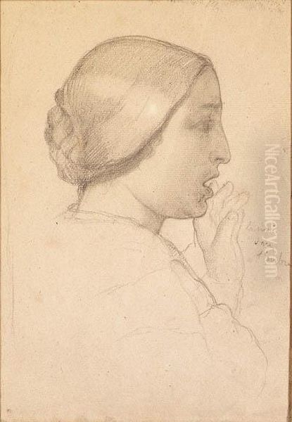 Deux Ttes De Femme (two Studies Of A Woman's Head; Recto Andverso)
Stamped With Signature 'degas' (lugt 658; Lower Left); Inscribed'la Main Dans L'ombre' (center Right) Oil Painting by Edgar Degas