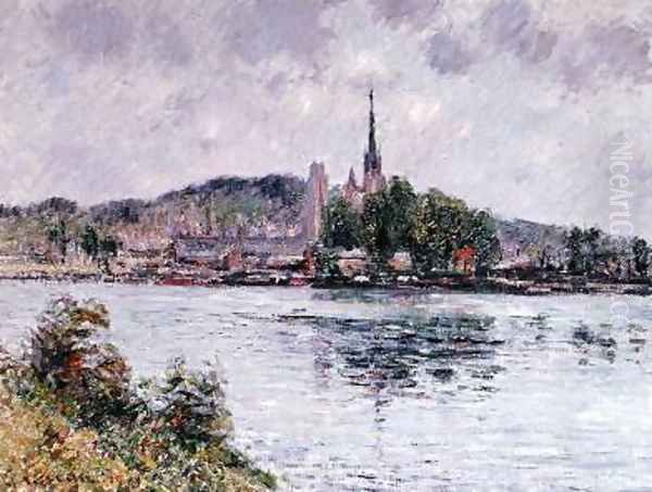The River Seine at Rouen 1909 Oil Painting by Gustave Loiseau