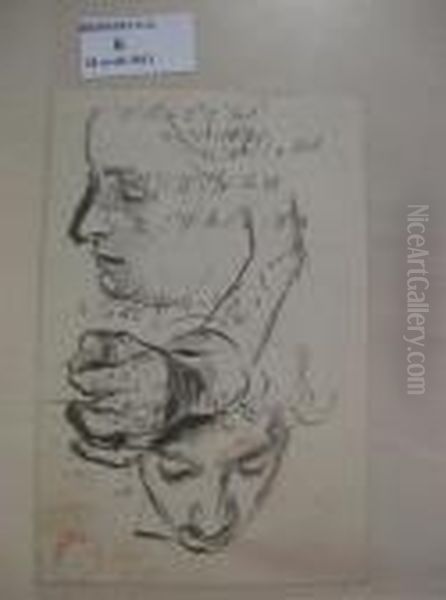 Etude De Visages, 
Et Formules Mathematiques. Oil Painting by Alfred Dehodencq