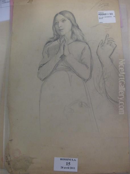 Jeune Fille En Priere Oil Painting by Alfred Dehodencq