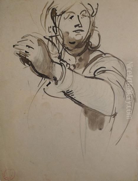 Femme Au Bras Oil Painting by Alfred Dehodencq