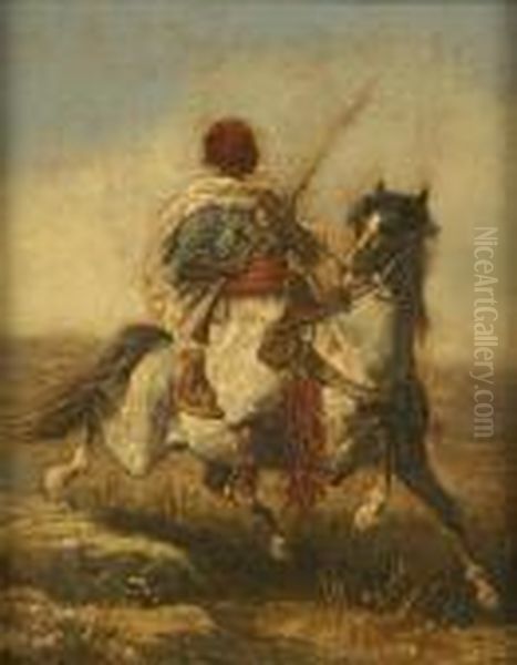 Follower Of Edme Alexis Alfred 
Dehodencq Equestrian Studies Of North African Warriors Apair Oil Painting by Alfred Dehodencq