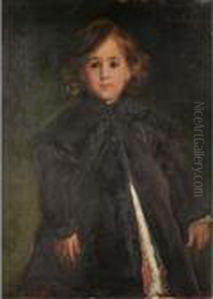 Portrait D'enfant [ ; Portrait 
Of A Child ; Oil On Canvas ; Signed And Dedicated Upper Right A Toi Mon 
Cher Armand / Alfred Dehodencq] Oil Painting by Alfred Dehodencq