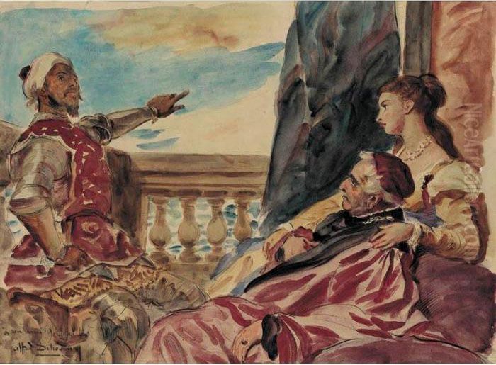 Othello Recounting His Battles Oil Painting by Alfred Dehodencq