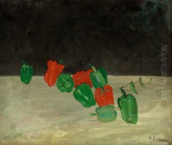 Natura Morta Peperoni Oil Painting by Angelo Del Bon