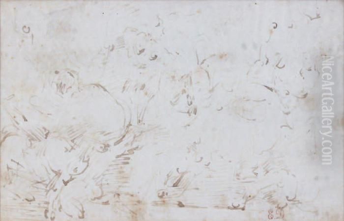 Etude Pour La Chasse Au Lion Plume Oil Painting by Eugene Delacroix