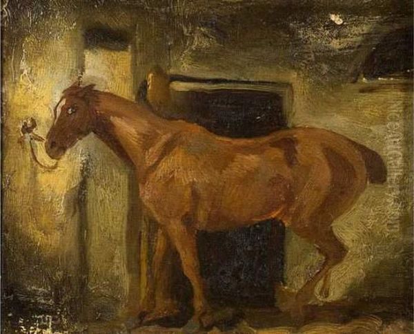 Cheval A L'ecurie. Oil Painting by Eugene Delacroix