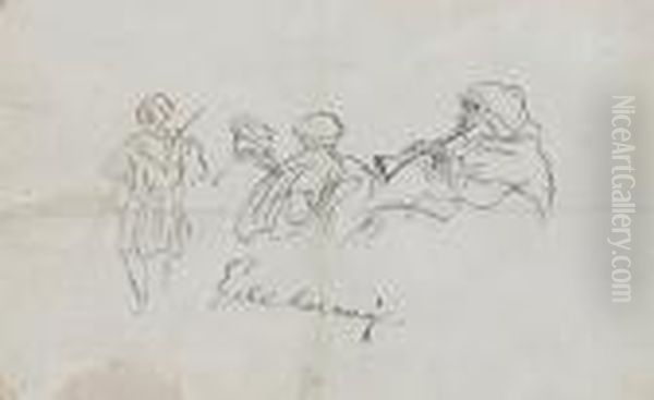 Study Of Arab Heads Oil Painting by Eugene Delacroix